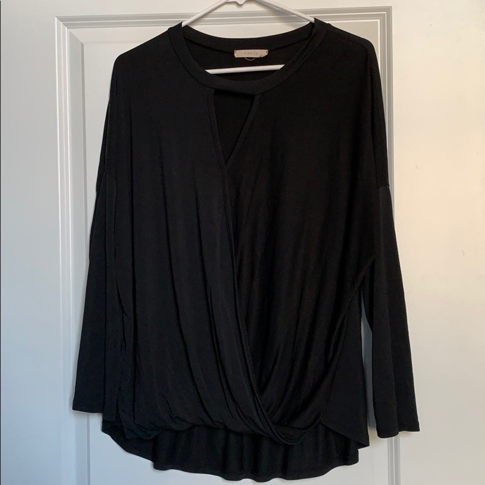 black flowy keyhole shirt